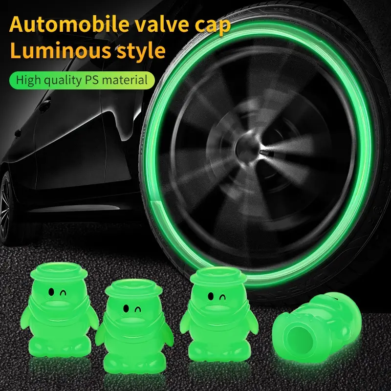 Nắp Van Lốp Bánh Xe Hình Chim Cánh Cụt Phát Sáng, Bộ 4 Chiếc, Thích Hợp Cho Lốp Xe Ô Tô, Xe Máy Và Xe Đạp, Nắp Huỳnh Quang, Phụ Kiện Đồ Trang Trí Lốp Xe Ô Tô