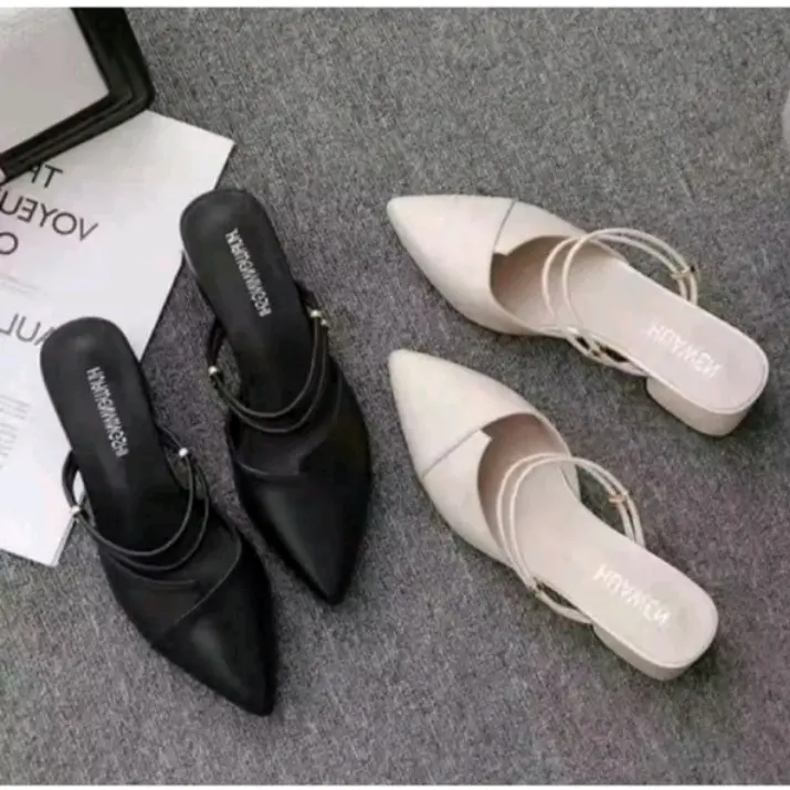 Sepatu Wanita Kekinian Hak Tahu 3cm Bapau Simple sandal terbaru sandal wanita tutup depan