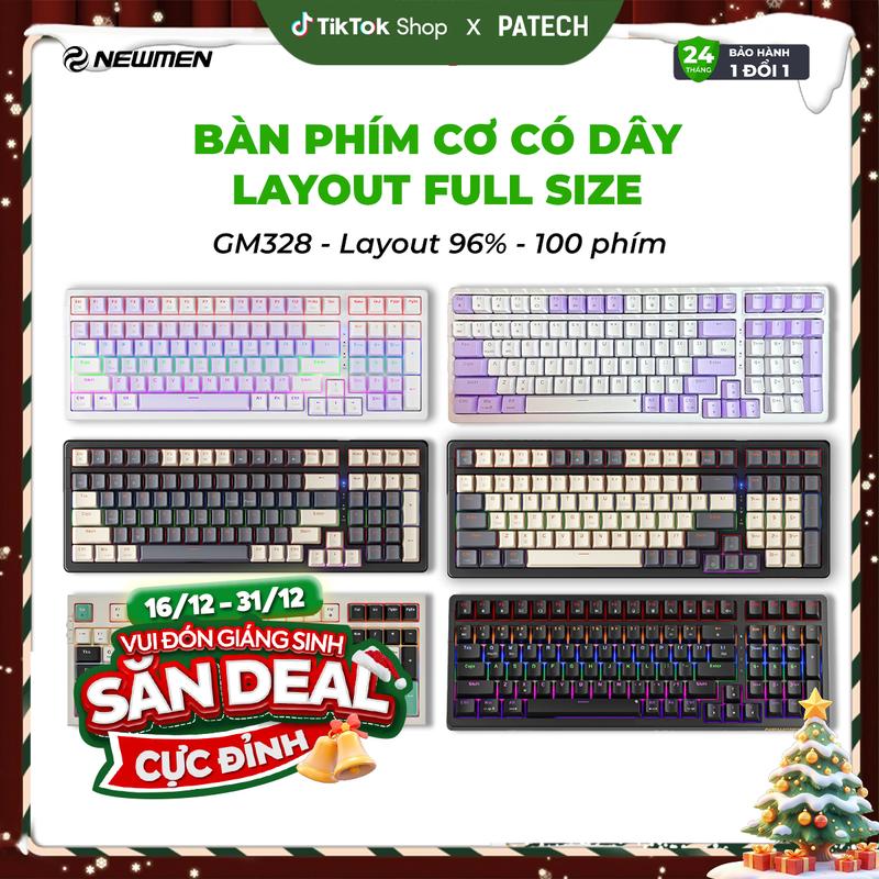 NEWMEN GM328 – Bàn phím cơ Gasket Esport | Layout 96% | Lót Sẵn Gasket Mount | Hỗ Trợ Hotswap | Nhiều tuỳ chọn Switch Red Brown Blue | Kết nối Type-C | LED nhiều hiệu ứng | Tối ưu Gaming & Giải trí | Hàng chính hãng | Bảo Hành 24 Tháng