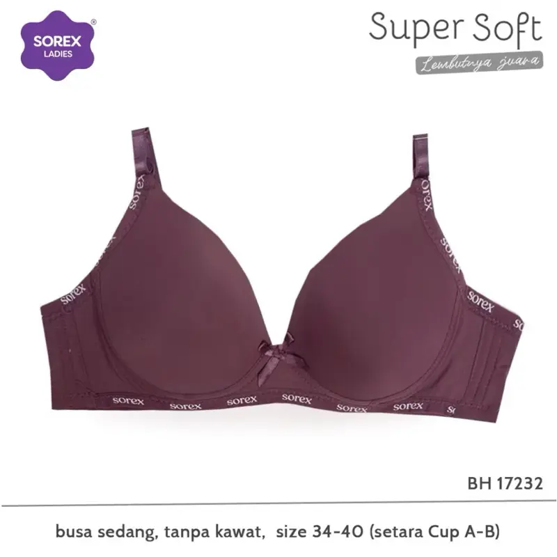 PAKET ISI 3PCS Bra Sorex 17232 Tanpa Kawat Busa Tipis kait 2 CUP B ORIGINAL Cantik