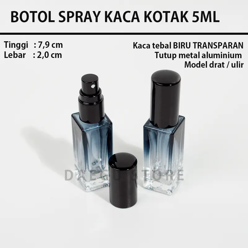 Botol Parfum Spray Kaca Tebal - BIRU TRANSPARAN Refill Tester Mini Discovery Set 1