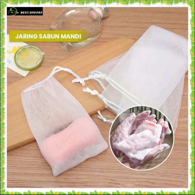 Jaring Sabun Mandi Serbaguna dengan Tali Gantung / Kantong Sabun Jaring Pembuat Busa Manual Halus untuk Sabun Batang / Jaring Halus  Soap Foaming / Jaring Sabun Souvenir 3T-C1003