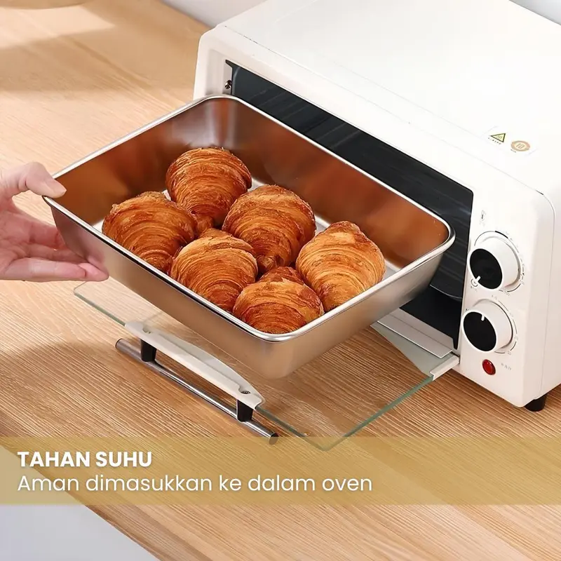 Food Box - Food Container - Tempat Menyimpan Makanan - Wadah Sayuran Stainless Multifungsi - Bisa untuk Oven dan Microwave dengan Tutup - Kitchenware 4