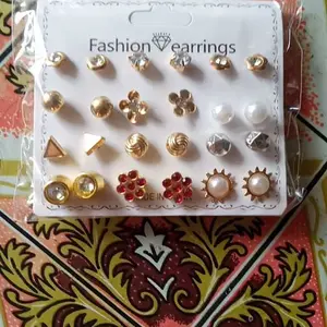 Anting Tusuk Set 12 Pasang Model Terbaru Mutiara Intan Bentuk Geometris Bulat Pernikahan Pertunangan Ulang Tahun Aksesoris Fashion Anting-08