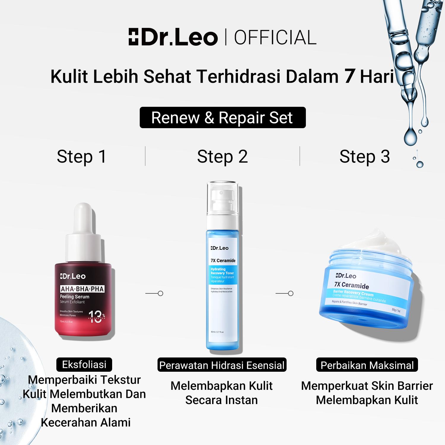 【HOT SALE】Dr.Leo 3PCS Skincare Set | Cleanser + Serum + Moisturizer | Anti Acne & Brightening & Skin Repair Packet | Salicylic Acid & Glycolic Acid