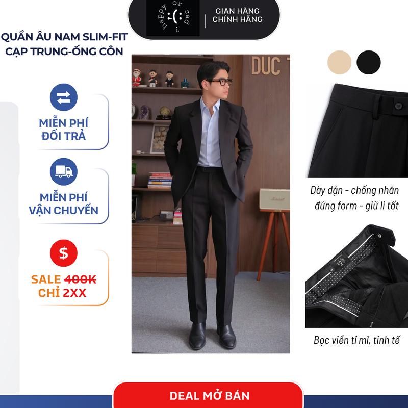 Quần Âu Nam Slim-Fit Cạp Trung Chống Nhăn Siêu Giữ Ly HAPPYORSAD- Ống Côn ( Slimfit Basic Trouser HOS - Menswear )