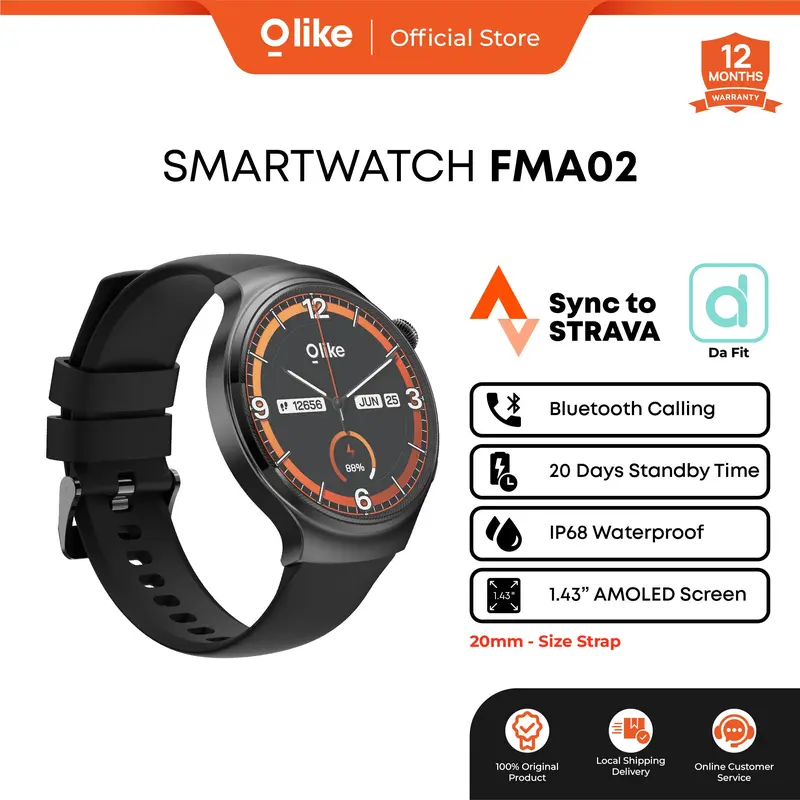 OLIKE Smartwatch FMA02 Amoled Bluetooth Call Sleep Health