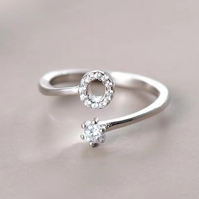 A-Z Letter Adjustable Opening Ring Women Couple Alphabet Name Men Initials Rings Wedding Finger Jewelry 7