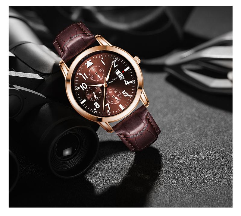 Product Introduction of Sunlifex Jam Tangan Pria Original Anti Air Kuarsa Tali Kulit Jam Tangan Cowok  Watches  SL7004 4
