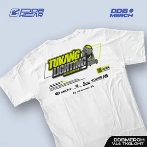 STAR MERCHANDISE T-SHIRT | TUKANG LIGHTING STYLE | MOTIF YELLOW GRAY | KAOS HITAM PUTIH 24 S COTTON COMBED KAOS DISTRO Sablon