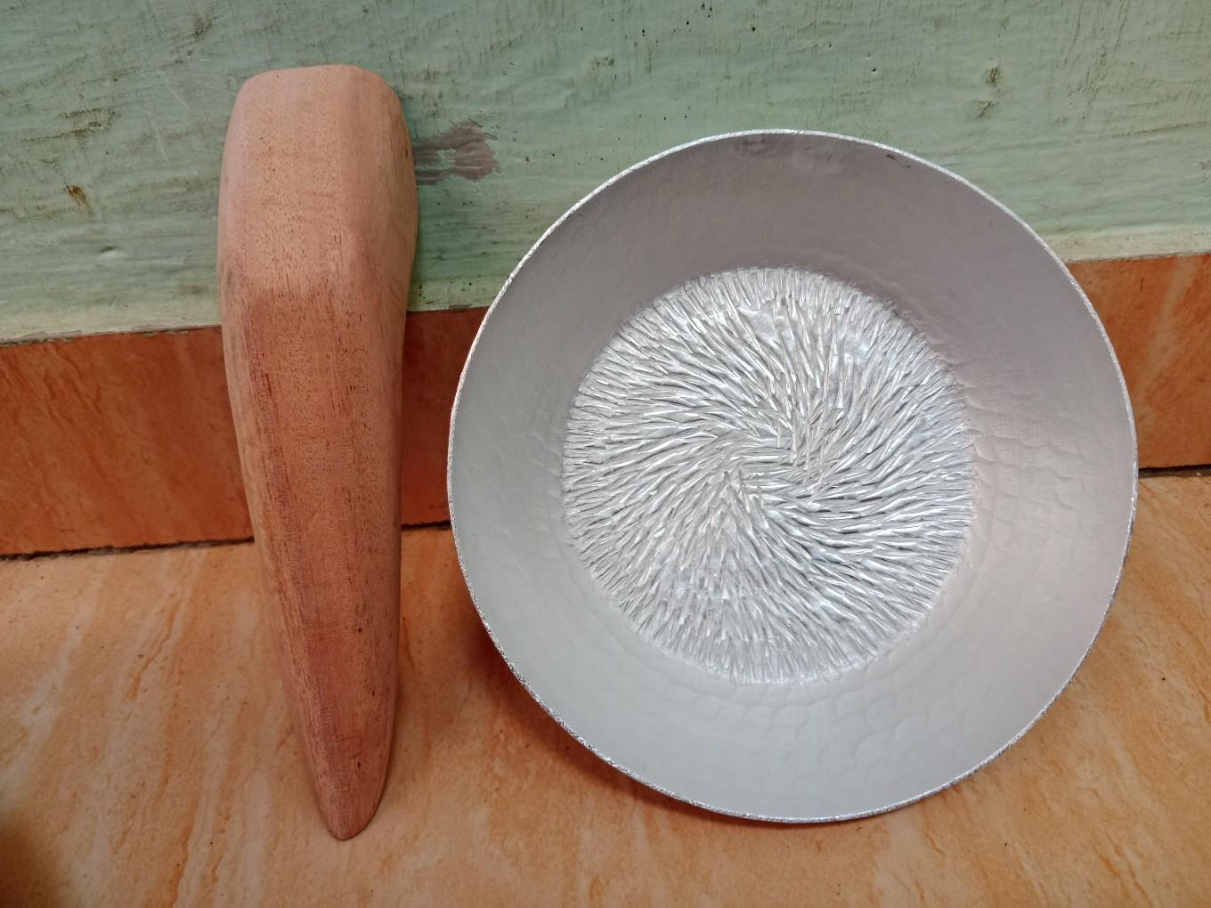 Cobek alumunium khas garut ukuran 16,19,23,25,28cm + ulekan kayu