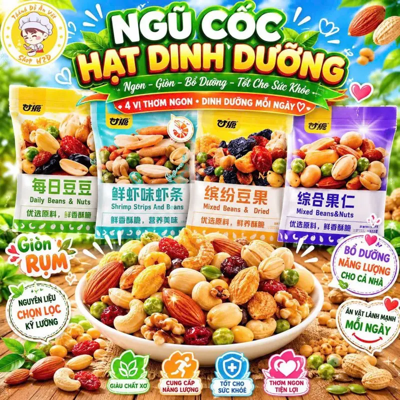 ￼Gói Hạt Mix Dinh Dưỡng GANYUAN 30G,Mix Trái Cây Sấy Giòn, Hạt Ngũ Cốc Sấy Khô Tẩm Vị Nội Địa Vị Trái Cây Tự nhiên Food Nuts   Snack  Cay