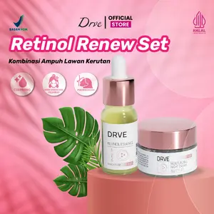 Drve Glowing Set 2 Bundle 2 (Moisturizing Night Cream+ Retinol Essence) Mengadung Niacinamide untuk mencerahkan wajah, anti penuaan dini serta melembabkan kulit wajah