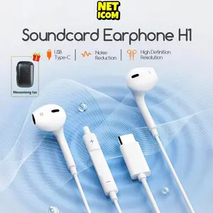 NETICOM Kartu Suara H1 Sound Card Headphone Berkabel Pembawa Acara Siaran Langsung Headphone Khusus Bernyanyi Ori