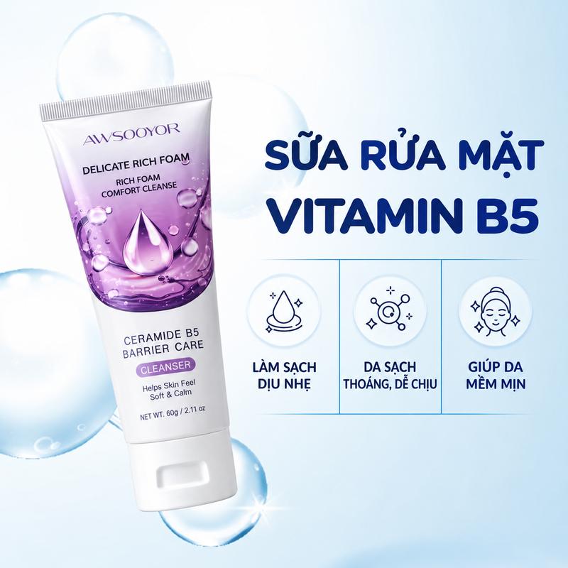 Sữa Rửa Mặt Vitamin B5 Panthenol Foam Cleanser Facial Cleanser 60g