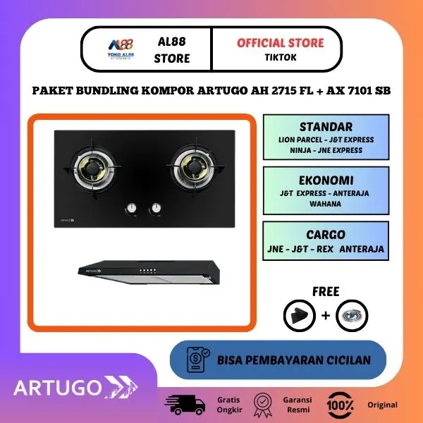 Paket Bundling Kompor Tanam Artugo AH 2715 FL + Cooker Hood AX 7101 SB (70cm)