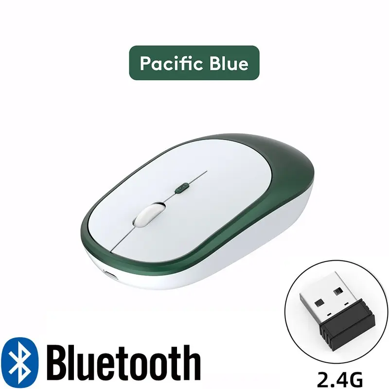 Mouse Bluetooth Wireless Silent Senyap Ultra Tipis Portable Rechargeable 2in1USB Dongle 2.4ghz & Bluetooth 8