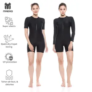 MAERO Baju renang wanita + Cup BH korean style full black  BB37-107KG UV protec Quick Dry