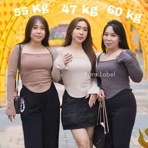 [ SALE CUCI GUDANG ] XARA - Celyna Knit Top - Atasan Lengan Panjang Crop Top