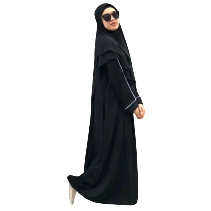 Jembarmuslim - Abaya List Ban Tangan | Gamis Basic Simple Variasi Setrip Exclusive Airflow Crinkle Dress Hitam Lembut Casual Remaja Wanita Muslim Dewasa Maxi Syari Lebaran gamisabaya 2