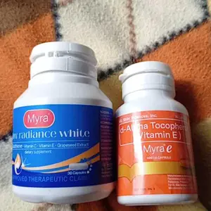 Myra Glow Radiance White with L-Glutathione 30s Bottle + Myra E 400 I.U.  30s Bottle Bundle