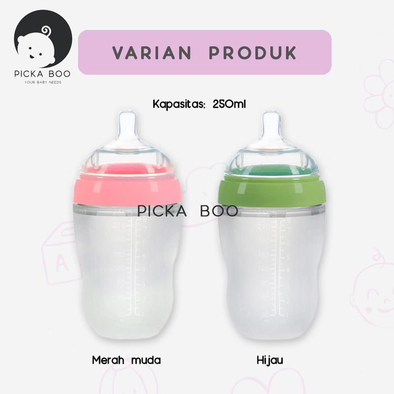 (NO.1) PICKA BOO Premium Botol Dot Silikon 150ml / 250ml Botol Susu Bayi Wide Neck Silicone Food Grade Tahan Panas Wideneck 4