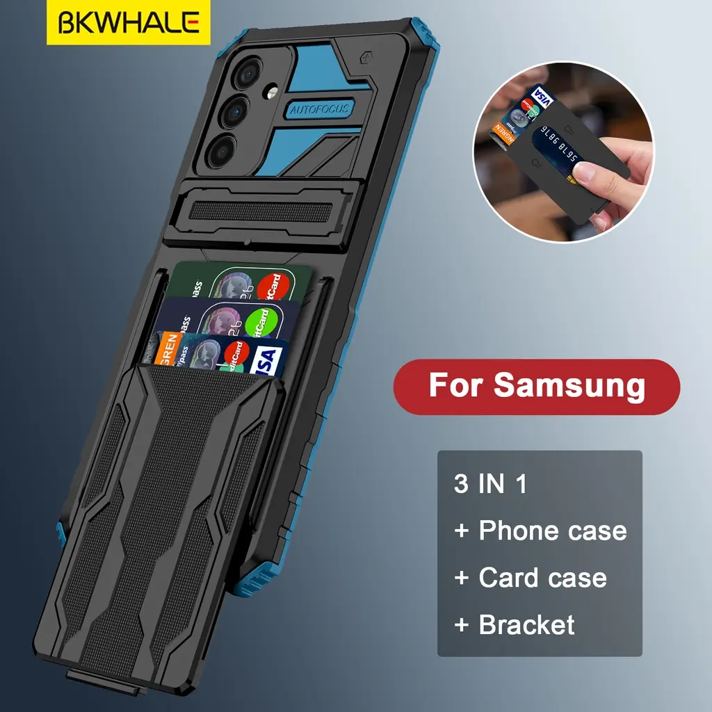 For Samsung Galaxy A13 5G A23 4G A33 A53 A73 2022 with back Card Holder phone casing Stand Shockproof Case Hard cover