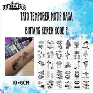 Tato Temporer Tribal Naga Bintang Keren Kecil 10x6 cm FREE STIKER TATO RANDOM Temporary Tatto