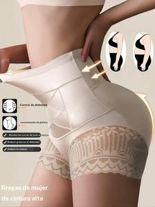 Braguitas fajadoras de cintura alta para mujer, con encaje y retazos sexys, sin costuras para levantar glúteos, ideales para uso diario casual