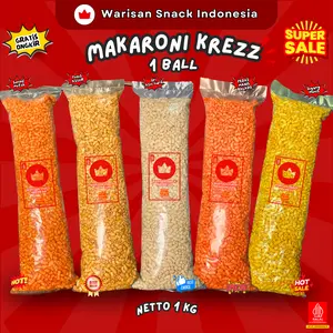 (1 Ball) MAKARONI BANTAT WARISAN SNACK INDONESIA (1kg), makanan Ringan Krupuk Cemilan Murah halal pedas daun jeruk Food Keripik makroni kress renyah