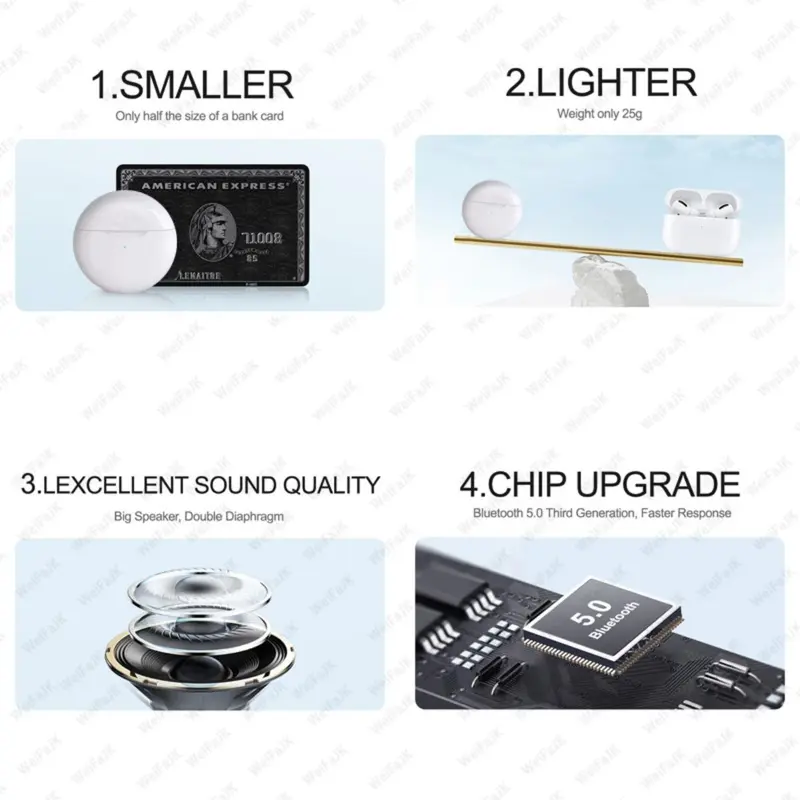 Tai nghe Bluetooth không dây cho Apple Air Pro 6, tai nghe nguyên bản, tai nghe nhét tai, vỏ mic, tai nghe Mobile Android iPhone 1