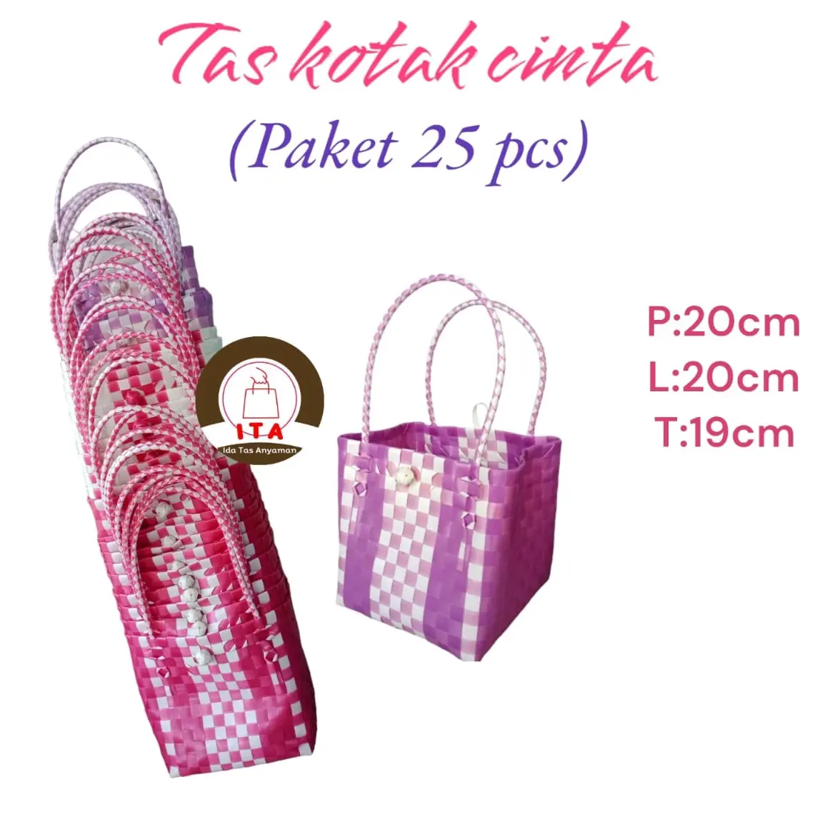 tas cinta kotak (paket 25pcs)/tas hampers/tas parcel