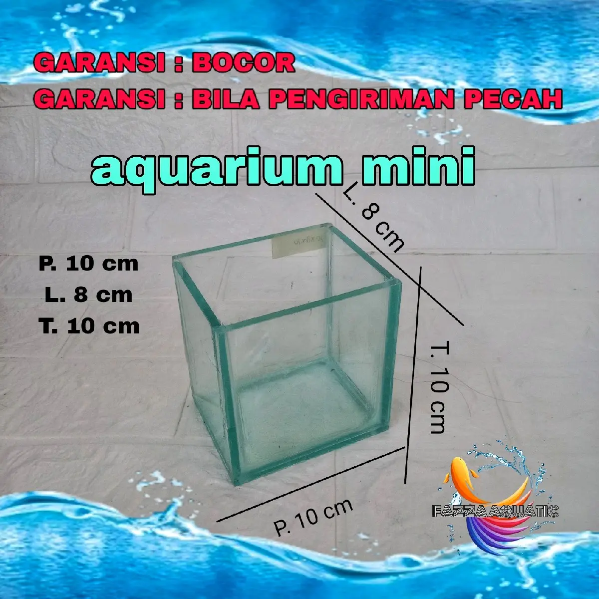 Soliter mini Aquarium mini lainnya ukuran 10x10x15 kaca 5mm