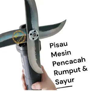 Pisau Mesin Chopper Cacah Rumput Sayur Multifungsi Bahan Baja HSS 25cm & 1 As Sambungan 10mm untuk Pemotongan Rumput dan Sayur