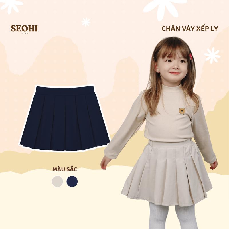 Chân váy kaki xếp li SEOHI dành cho trẻ em chất liệu kaki đủ size 13-36kg mã WV2501