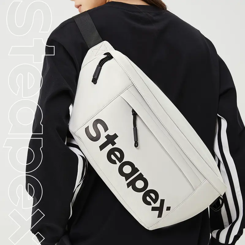Steapex tas selempang besar tahan air tas gym tas olahraga fashion untuk pria dan wanita Tas kanvas hitam shoulder pack Canvas Slingbag 0