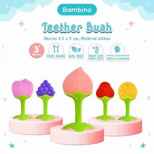 BAMBINO Gigitan Silikon Bayi Bentuk Buah Gigitan Bayi Bebas BPA Teether Gigi Baby Newborn Infant Toddler Girls Boys Soft Early Educational Empeng bekas  gigitan