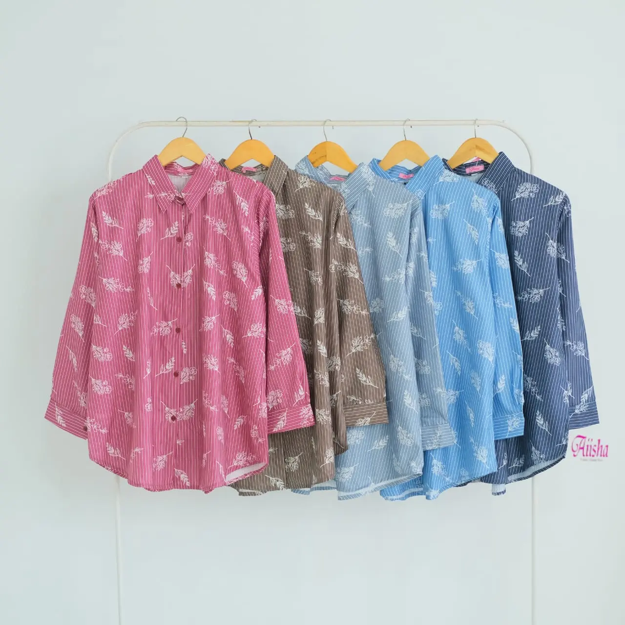 AIISHA | Kemeja Hanami Bigsize | Atasan Wanita Jumbo Bahan Silky Miracle Halus Lembut | Atasan Super Jumbo Ld 110 - 140