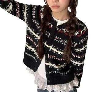 Elegant Long Sleeve Knit Cardigan Sweater Coat for Women, Fall Winter High-End Style, Fashionable Ladies Outerwear 8712 Knitwear Tops Womenswear Crewneck