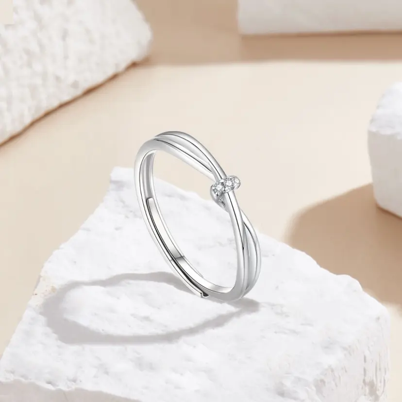 Cincin Wanita Miranda Titanium Silver Adjustable Laki Laki Hadiah Gift Love Ring Couple