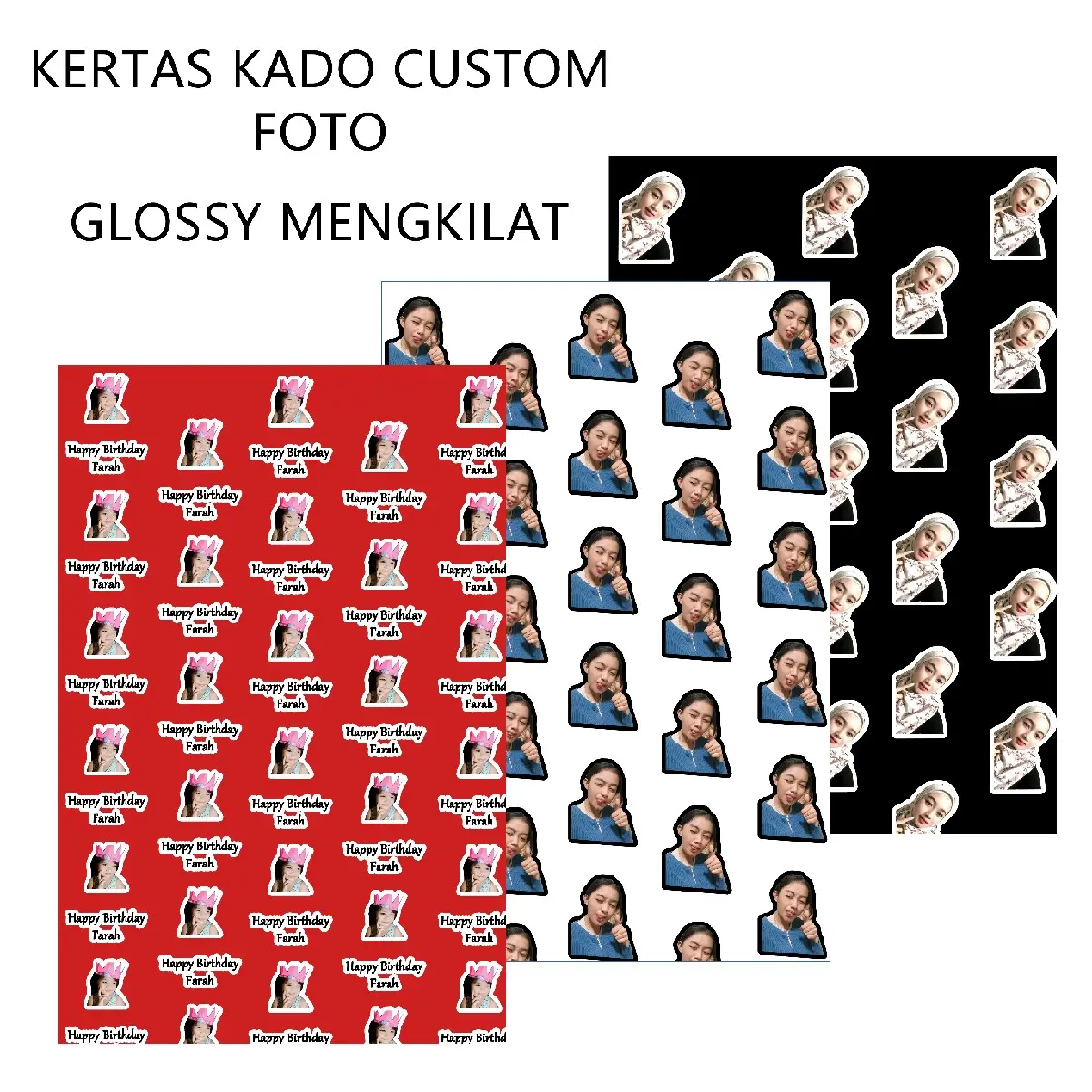 1PCS KERTAS KADO CUSTOM FOTO FREE DESAIN