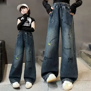 celana kulot jeans anak motif bordir usia 6-13 tahun