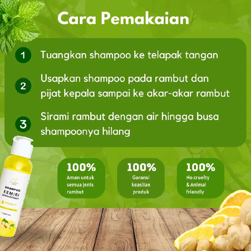 Shampoo Minyak Kemiri Murni Lemon Extract l Penumbuh Rambut Cepat l Shampoo Anti Ketombe & Rontok l Al Jawad Store 2
