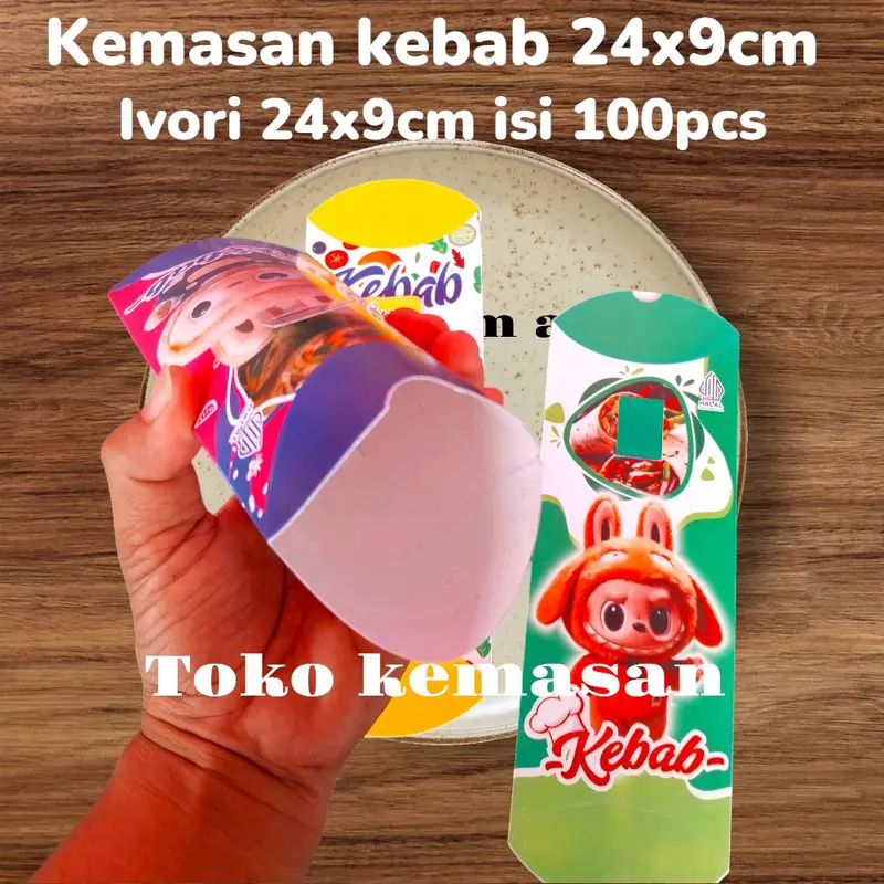 50 LEMBAR KERTAS KEMASAN KEBAB 24X9 LABUBU TERBARU QUALITY 2