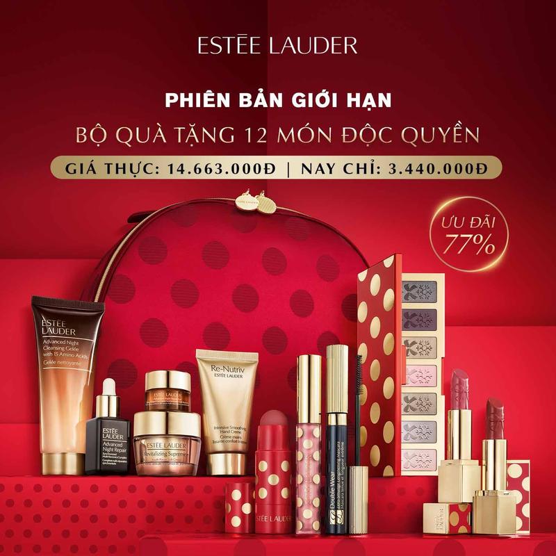   Phiên bản giới hạn mùa lễ hội  Bộ quà tặng 12 Sản phẩm nâng tầm vẻ đẹp Estée Lauder | Bộ 12 món bao gồm Advanced Night Repair Revitalizing Supreme+ Chăm sóc da dòng Re-Nutriv Son môi & Các sản phẩm trang điểm 