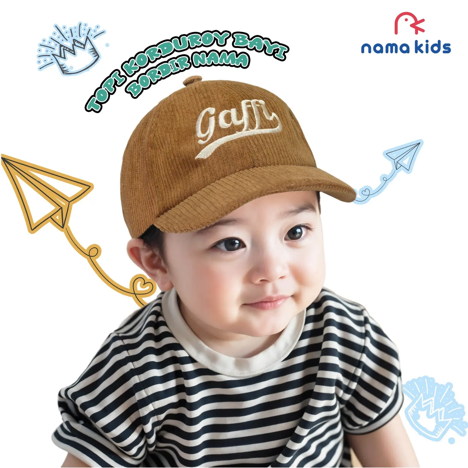 Topi Bayi Corduroy Custom Bordir Nama Premium Topi Anak Corduroy Premium Bordir Nama Topi custom free Bordir Nama Bayi laki laki cowo Topi Bayi Lucu Topi Bayi Keren Premium bahan Korduroy