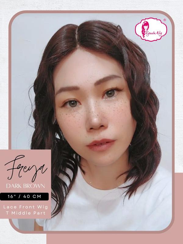 Ryuuta Wig Lace Front Wig Gelombang Pendek Freya Hitam Coklat Pirang 1