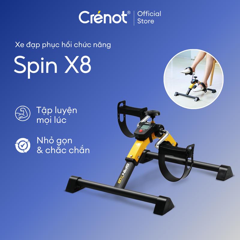 Xe đạp thể dục gấp gọn mini Crenot Spin X8 phục hồi chức năng cho người già trấn thương tập luyện tại chỗ tại nhà dân văn phòng