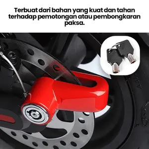 Kunci Gembok Cakram Motor Pengaman Disk Brake Safety Motorcycle Anti Pencurian dan Praktis ganda merah