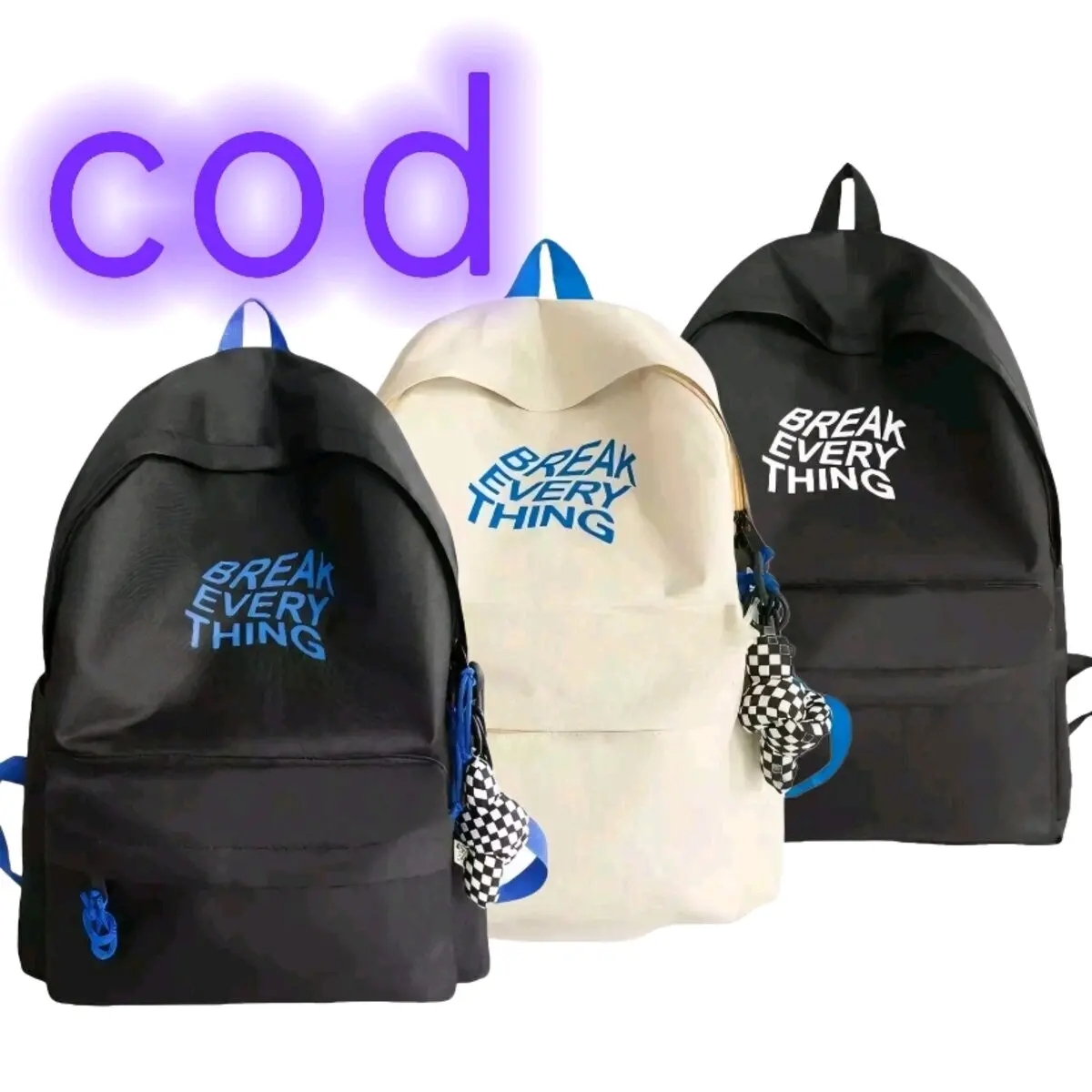 tas ransel break everything kekinian fashion backpack Cewek Cowok Kanvas Wanita Canvas backpack